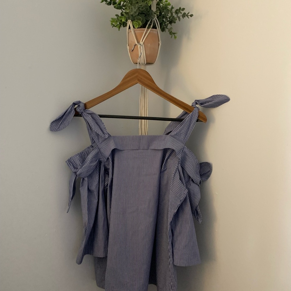 Banana Republic Off Shoulder Double Bow Stripe Top